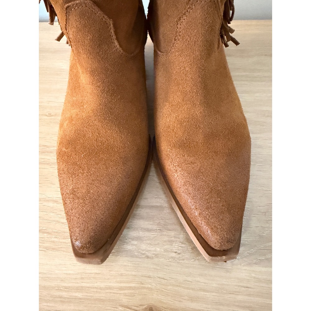 Sundance Dove Canyon Brown Suede Fringe Western Boots Italian 10/41 Cowgirl Boho - Picture 8 of 10
